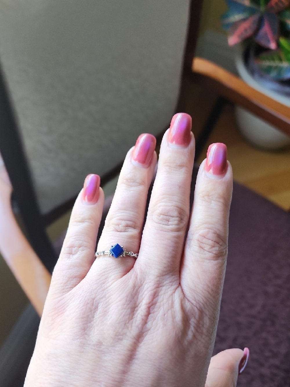✨️Lapis Lazuli Adjustable Ring Silver Tone✨️ - Picture 2 of 3
